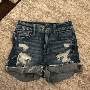 american eagle high rise ripped jean shorts